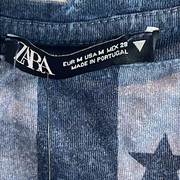 NWT Zara Flag America Stripped Stars Tee Shirt Size M - Picture 7 of 8